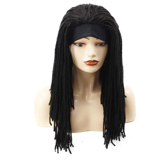 Factory cheap Dreadlock  Short Twist Wigs for Black Women Braided Black Synthetic headband Crochet Hair Wigs