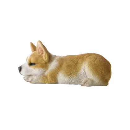 Handmade Polyresin Corgi Figurine - Sleeping Dog Statue for Home Decor