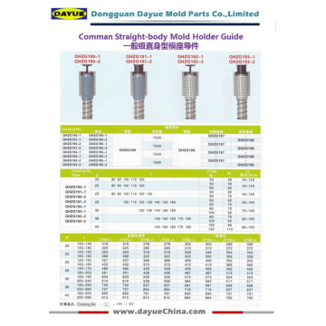 Guía de soporte de molde de cuerpo recto Comman de precisión