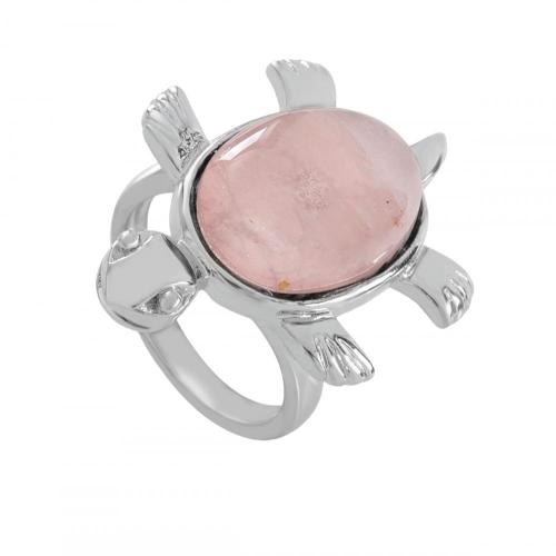 Assorted Rose Quartz Beads Rings Owl Shape Ring for Women Pink Rose Quartz Heart Rings for Girl Women Wedding Adjustable ring