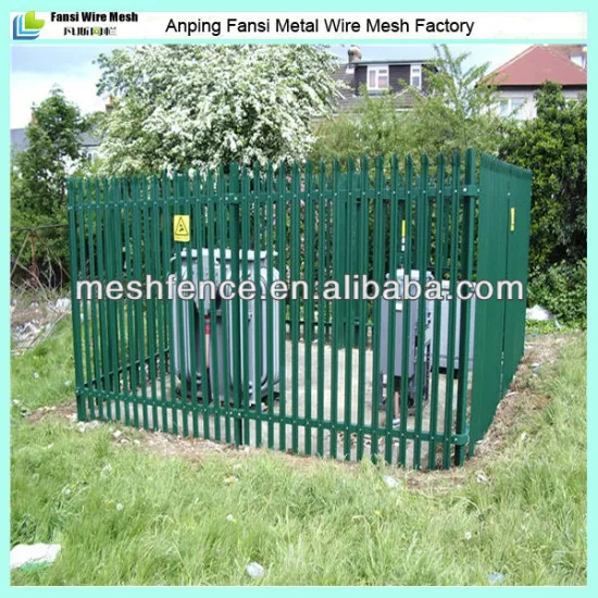 Powder coated 2.4m high W style steel palisade fence