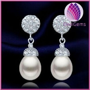 2015 new 925 sterling silver freshwater AAA 9-10mm pearl earring with cz stone