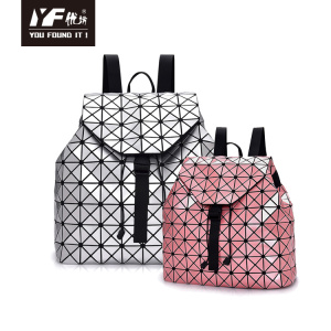 Geometric lingge backpack fashion hologram backpack leather