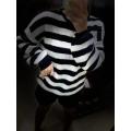 Cashmere stripe black and white long sleeve knit