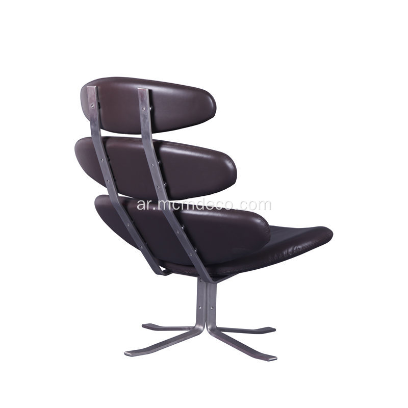 Corona Swivel Lounge Chair Upholstered with Leather