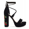 platform kasut chunky tinggi bersulam sandal bunga