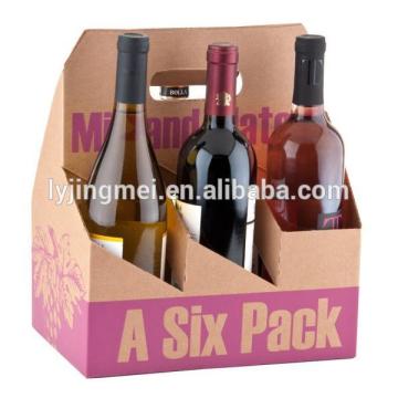 logo printed corrugated paper wine bottle carrier packaging box