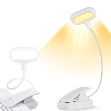 5 warna, 4 tahap kecerahan USB CLIP -ON BOOK LIGHT CLIGHT - PULUH PUTIH UNTUK BED