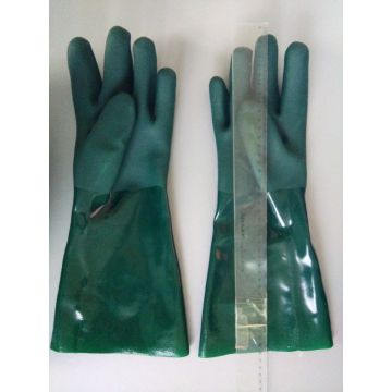 Cotton PVC Coated Gloves Sandy Finish Anti Acid