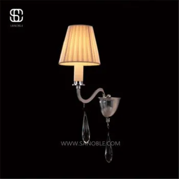 crystal wall lamp with E14 bulb base and lamp shade