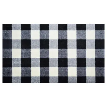 Black White Blue Grey Red Buffalo Plaid Cotton Rug