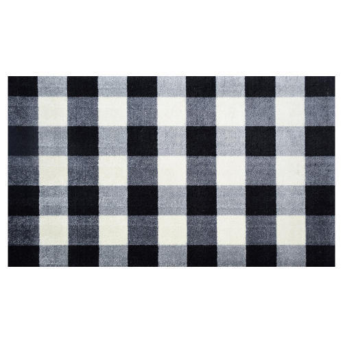 Black White Blue Grey Red Buffalo Plaid Cotton Rug