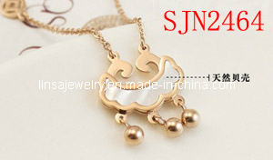 Fashion Longevity Lock Design Stainless Steel Necklace