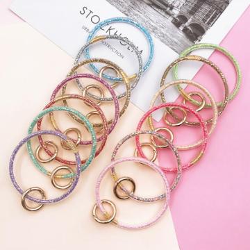 bangle keychain Wear Bracelet Keychain for Women Gifts Trendy Simple Circle Wristlet Keychain Bangle Unisex Jewelry