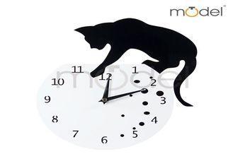 Black Cat Time Acrylic Wall Clock Round Personalized Wall C