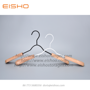 EISHO adulto Metal Coat Hanger com ombro de madeira