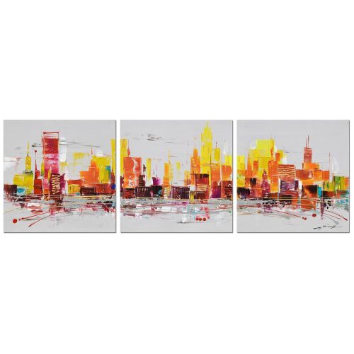 Lively City Wall Art Skyline Oil Painting