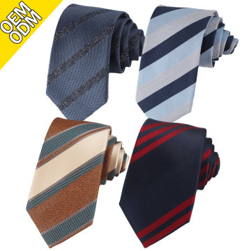 2024 High-Quality Pure Silk Classic Stripe Necktie with Custom Logo