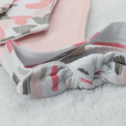 5-Pack Baby Bibs & Headband Set,100%COTTON