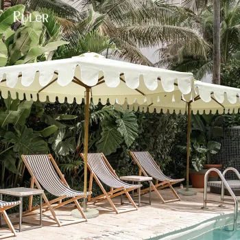 9ft Custom Logo Aluminum SunShade Outdoor Scalloped Patio Umbrella