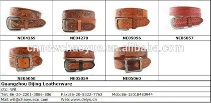 2015 New Design cowhide genuine leather men's western belt embossed belt