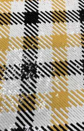Multicolor Checkers Sequin Mesh Embroider Fabric