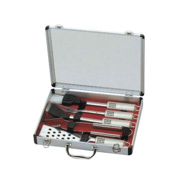 5 Stück Grill Edelstahl Set mit Aluminiumbox