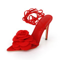Elegant Floral Lace-Up Stiletto Heels