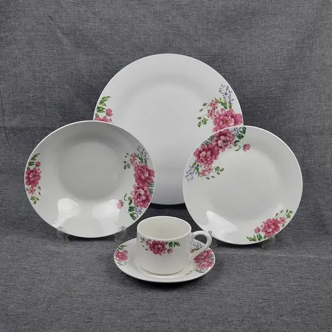20PCS Eco-Friendly Healthy Luxury Dinner Set with Colorful Decal Porcelainware