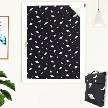 Portable Blackout Curtains with Suction Cups - Removable Spaceship Print Blinds