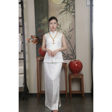 Falda de doble flores blancas de Susanyin