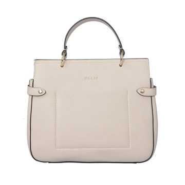 Borsa a mano media con tote in pelle saffiano beige