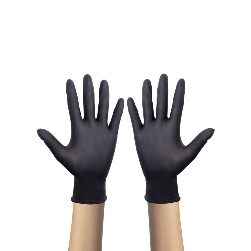 Gants en caoutchouc nitrile sans poudre noire sans poudre