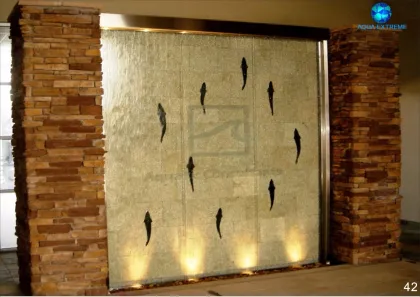 glass water fountain for company background wall decor waterfall