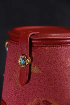 red embroidered handbag