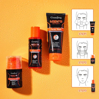 Guanjing Men Skin Care Set: Deep Cleansing, Whitening, Oil Control, Moisturizing (3PCS)