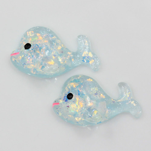 Transparente verschiedene Farbe Glitter Kawaii Whale Shaped Flatback Resins Handmade Craft Dekor Charms Spacer DIY Items