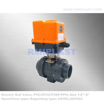 Válvula de bola PVC eléctrica 220VAC