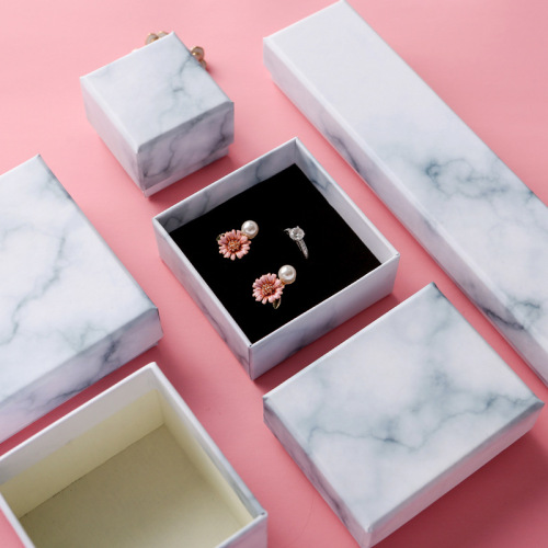 Mini -anel de embalagem de jóias impressas em marmoreio personalizada