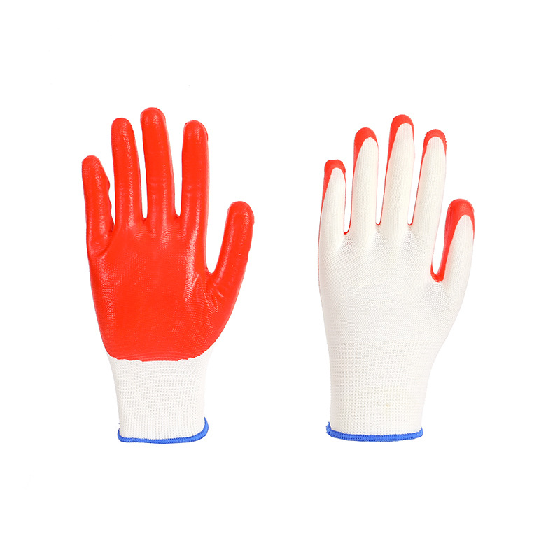 Nylon Breathable White Yarn Dipped Nitrile Protective Gloves