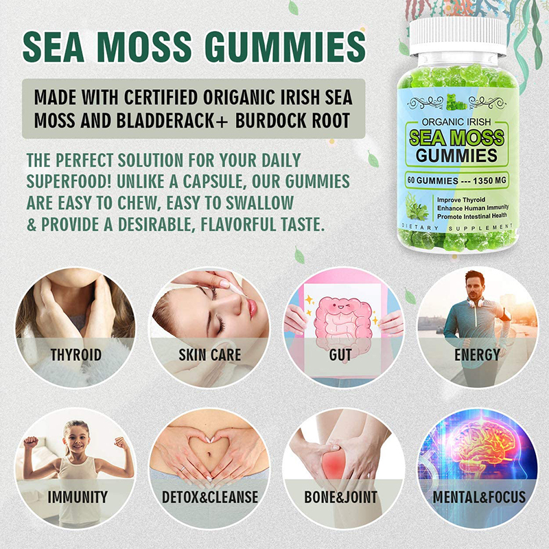 OEM/ODM Immune Support Vegan burdock root Sea moss gummies Mix Berries Flavor Seamoss Gummies