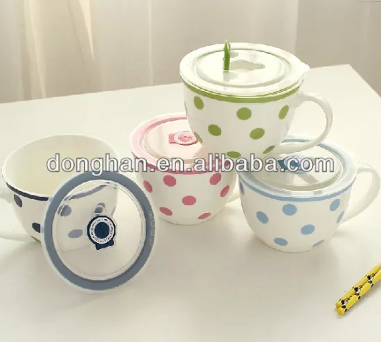 ceramic microwave bowl with lid customized logo