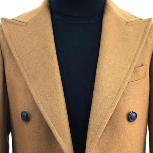 Brown Wool Long Overcoat with Shawl Lapel