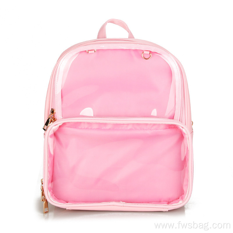 Fashion Casual Transparent Zipper other backpacks Custom Color PU Leather Handbag for Women