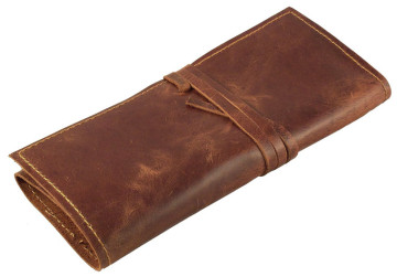 Boshiho Embossed Logo Customize Leather Pencil Roll