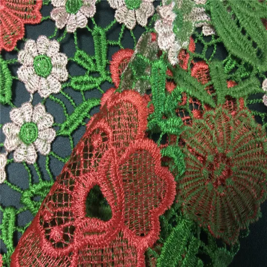 Floral Embroidery Polyester Crochet Fabric for Garment