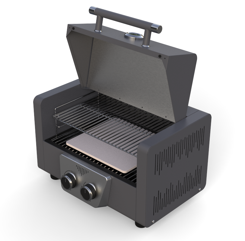 2 Burner Gas Grill BBQ مع عربة قابلة للإزالة