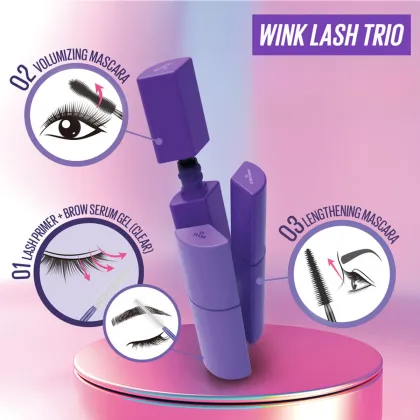 Vegan Clear Mascara Primer & Organic Volumizing Lengthening Mascara - 3 in 1 Longlasting Formula