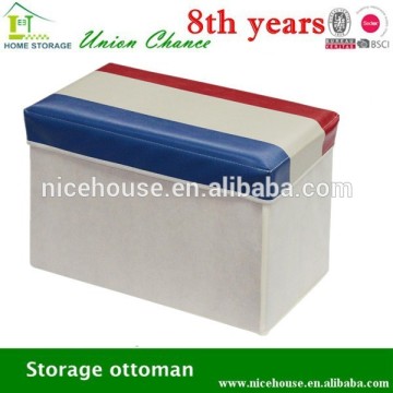 Hot selling foldable faux fur storage ottoman with Netherlands flag designs for home decos