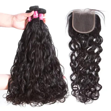 Royce Wholesale Cuticle Aligned Hair 100% Indian Raw Human Hair Bundles with Closure Wet and Wavy Water wave